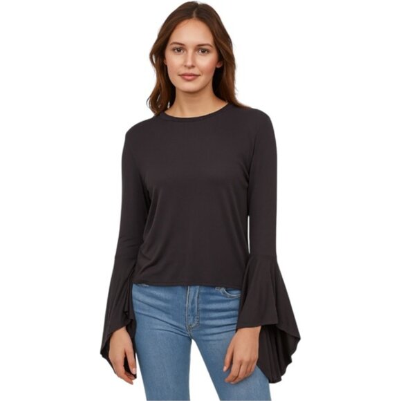 Zara Trafaluc Medium Long Tulip Bell Sleeve Crewneck Top - Picture 1 of 8